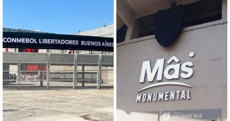 Final de la Libertadores en el Monumental: hinchas enojados porque taparon el escudo de River