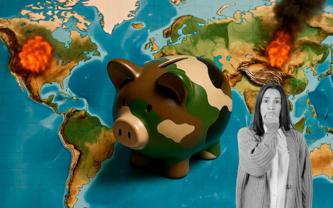 Gráfico que muestra la evolución del precio del petróleo y un mapa con referencias a la región del Golfo Pérsico y Argentina.