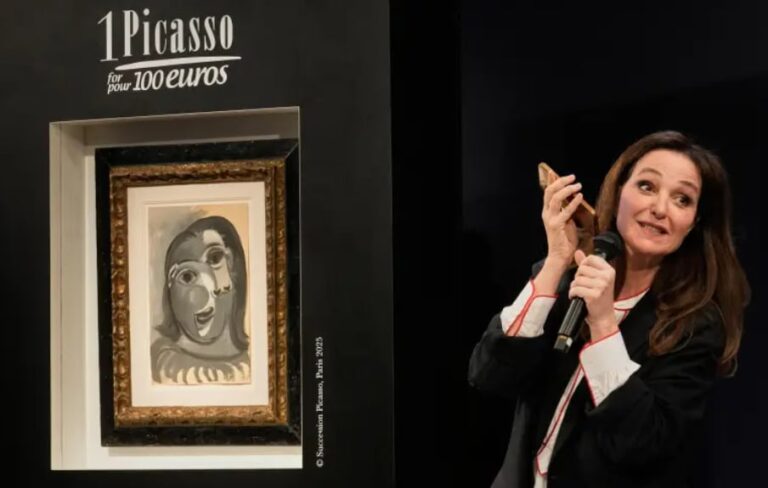 Cuadro 'Cabeza de una mujer' de Pablo Picasso, ganado en una rifa benéfica.