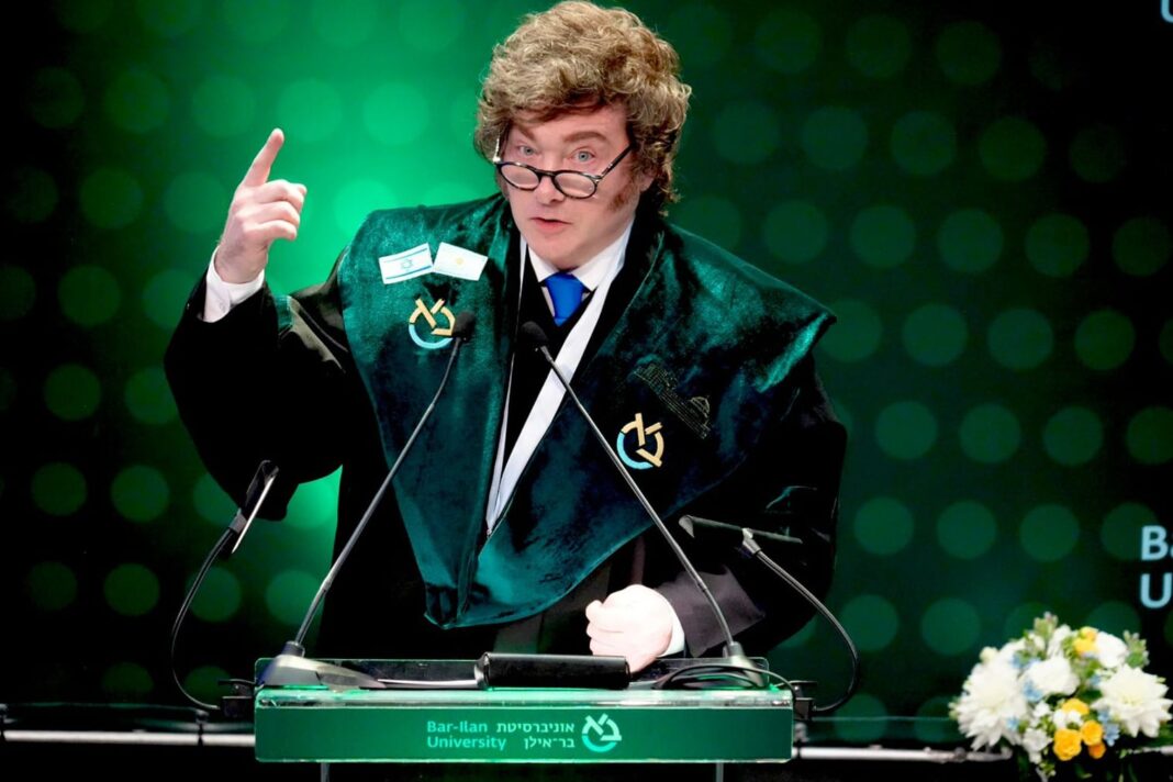 El presidente Javier Milei durante su discurso en Israel.