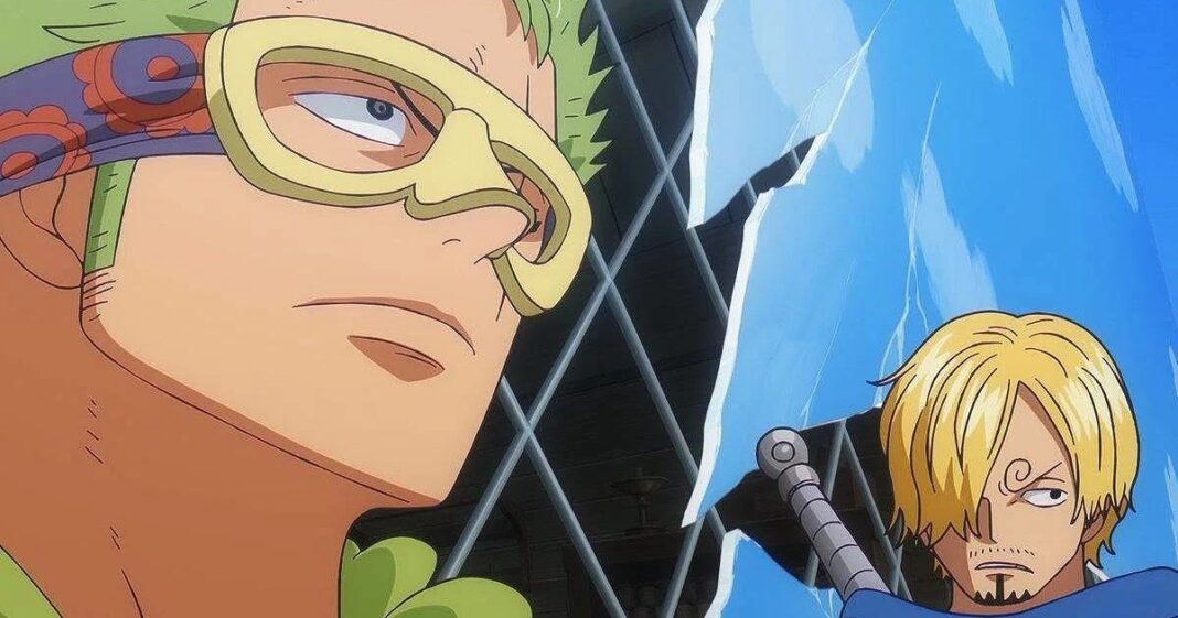 Escena del capítulo 1159 de One Piece con los Sombrero de Paja en Elbaph enfrentando al Dios del Sol