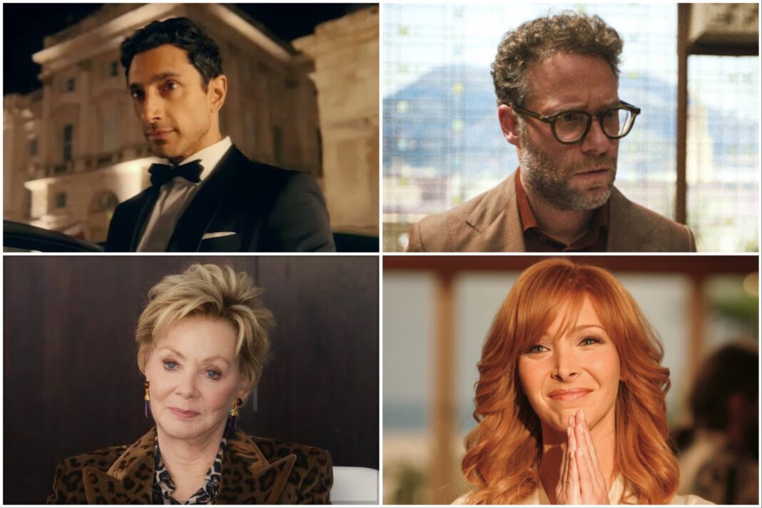 Fotograma o collage con escenas de las series 'El señuelo', 'El estudio', 'The Comeback' y 'Hacks'.