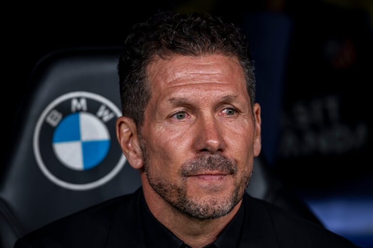 Diego Simeone, entrenador del Atlético de Madrid, en conferencia de prensa.