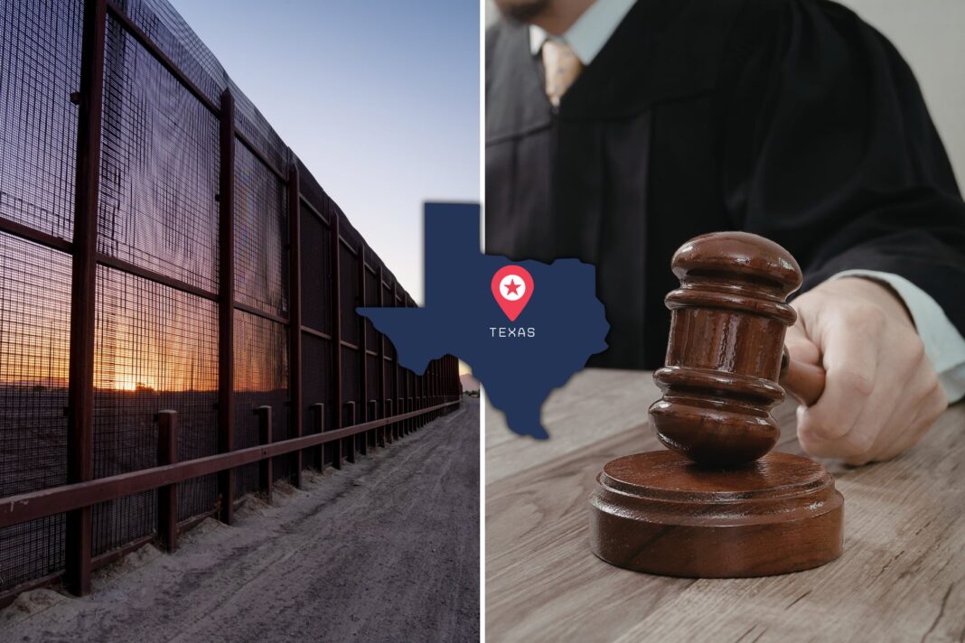 Frontera entre Texas y México con agentes de seguridad