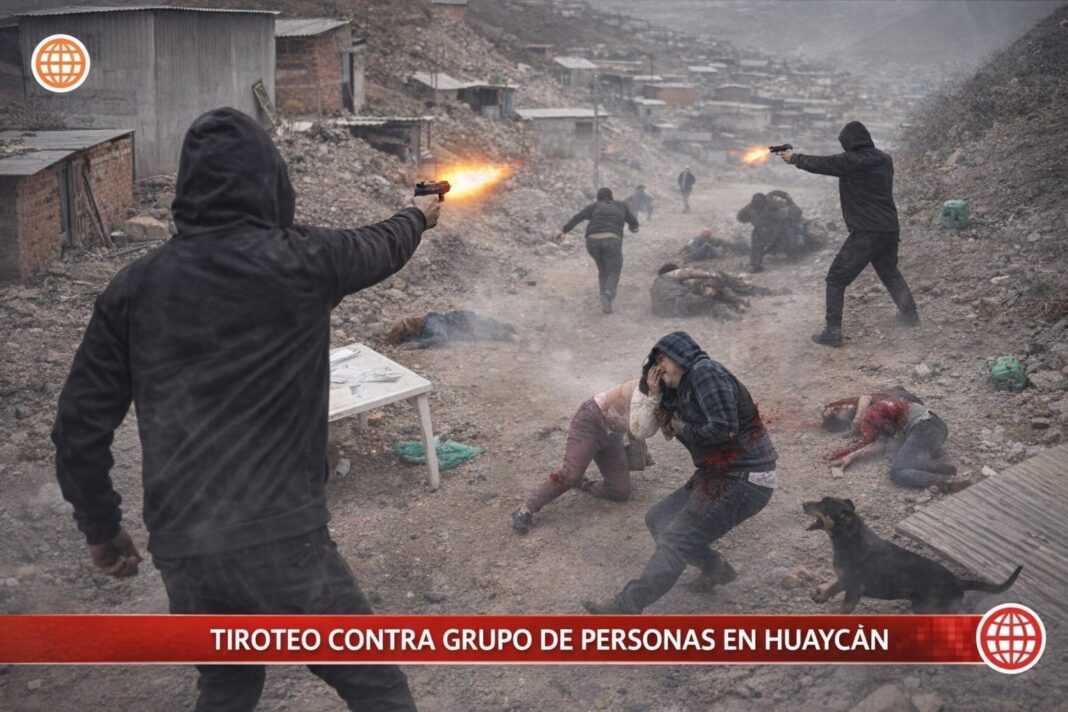 Escena del ataque armado en asamblea de propietarios en Huaycán