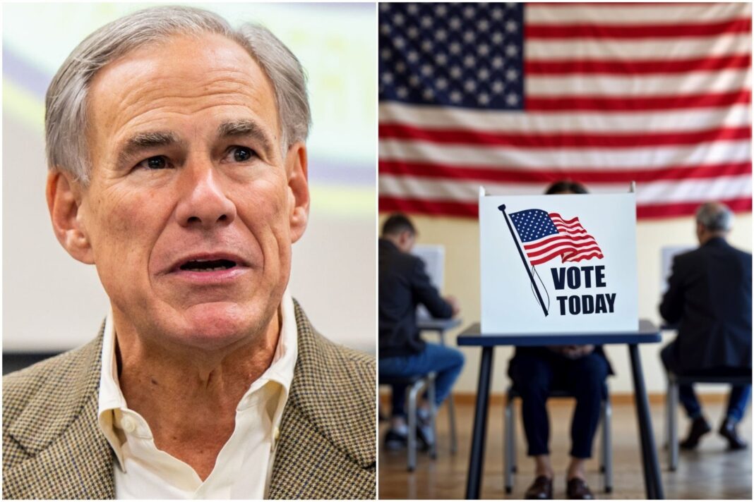 Greg Abbott en una conferencia de prensa