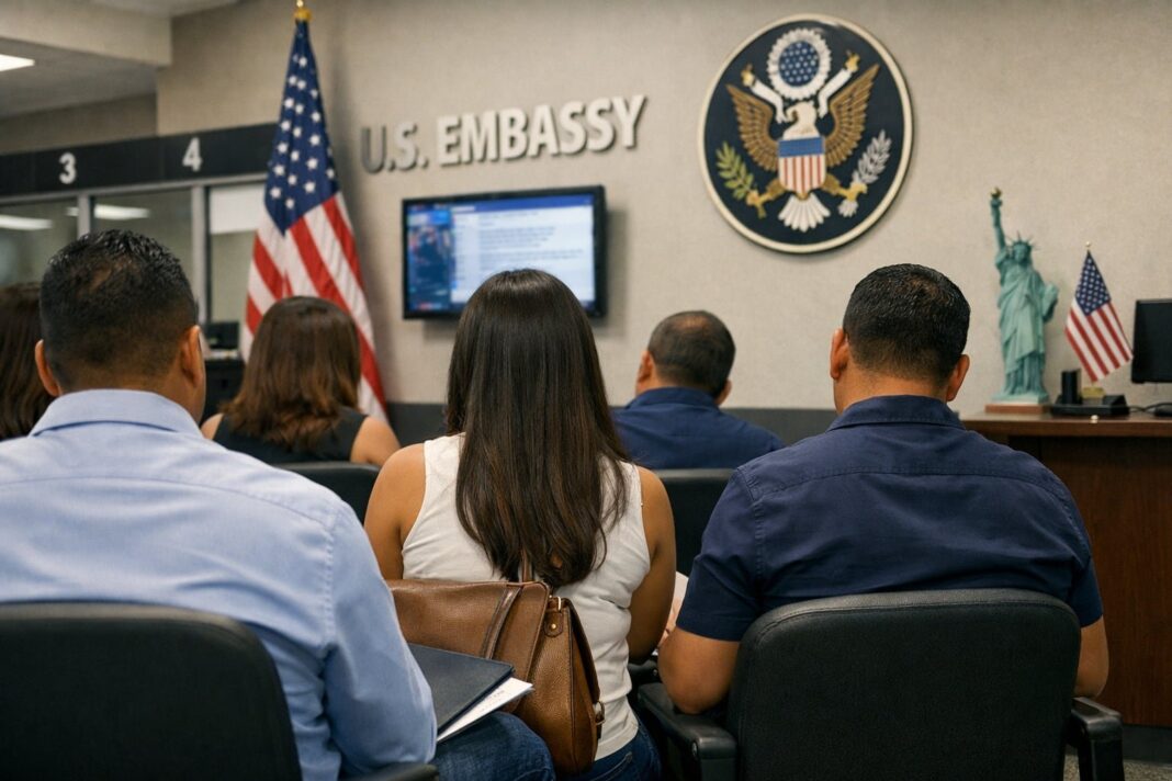 Fachada de la Embajada de Estados Unidos en Santo Domingo, República Dominicana