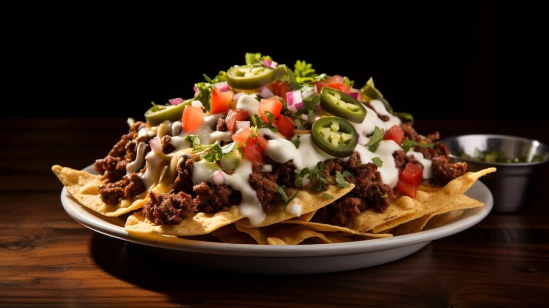 Nachos con queso derretido y rodajas de jalapeño