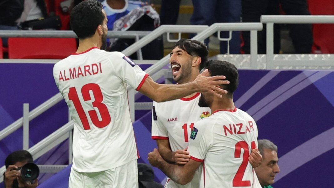 Jugadores de Jordania durante el partido amistoso ante Suiza
