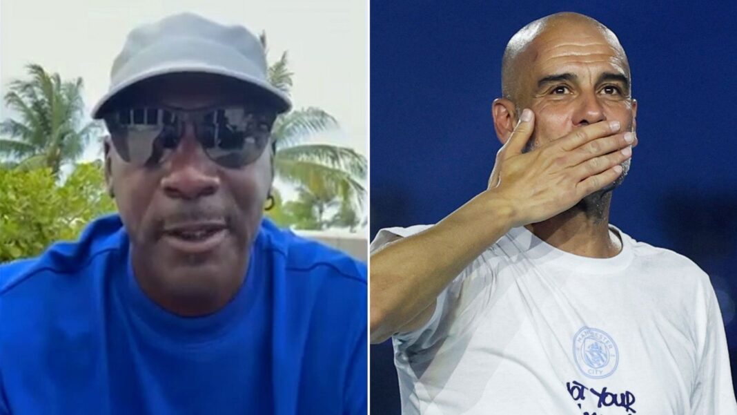 Michael Jordan en un mensaje proyectado durante la despedida de Pep Guardiola del Manchester City