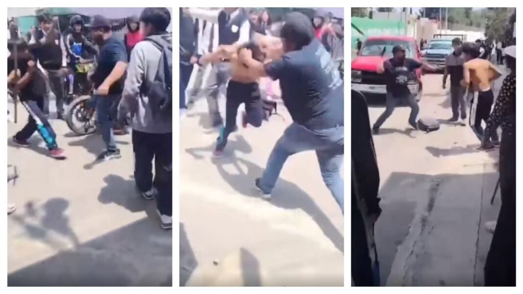 Agresión de padre de familia a estudiante en Amozoc, Puebla