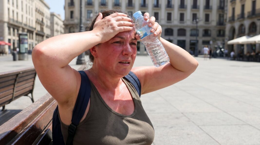 Persona bebiendo agua en un día caluroso