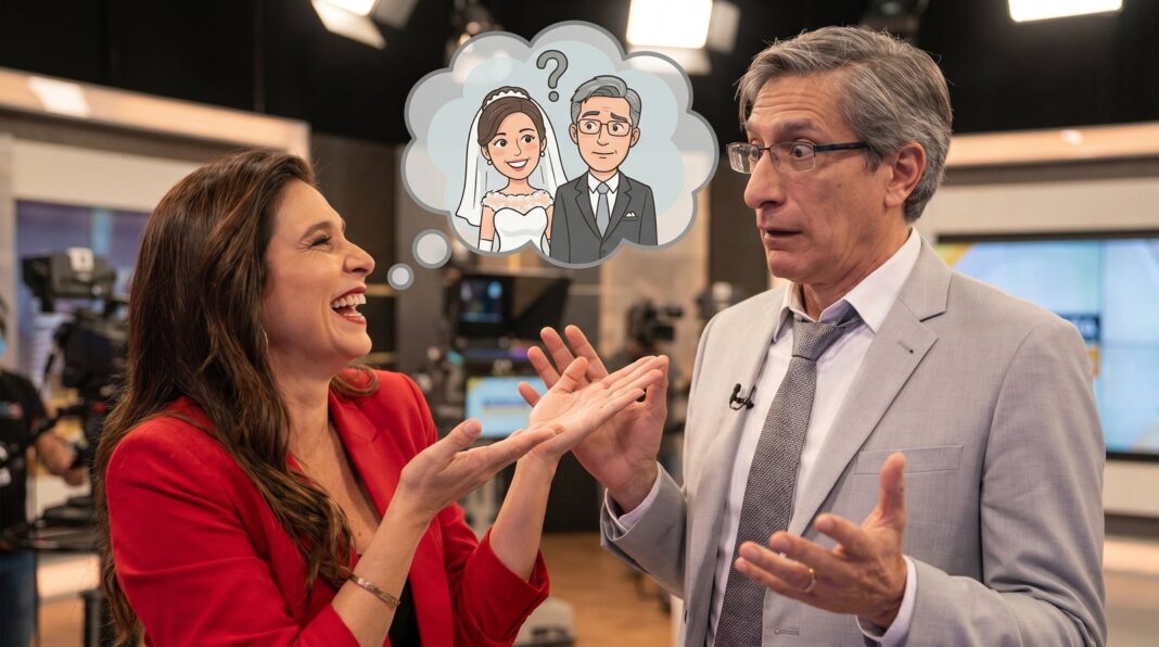 Verónica Linares en el set de televisión