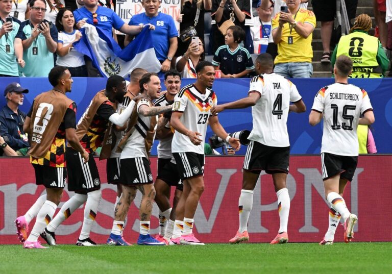 Jugadores de Alemania celebrando un gol en el partido contra Curazao por el Mundial 2026