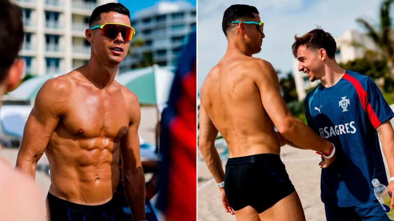 Cristiano Ronaldo en una playa durante la concentración de Portugal en Estados Unidos