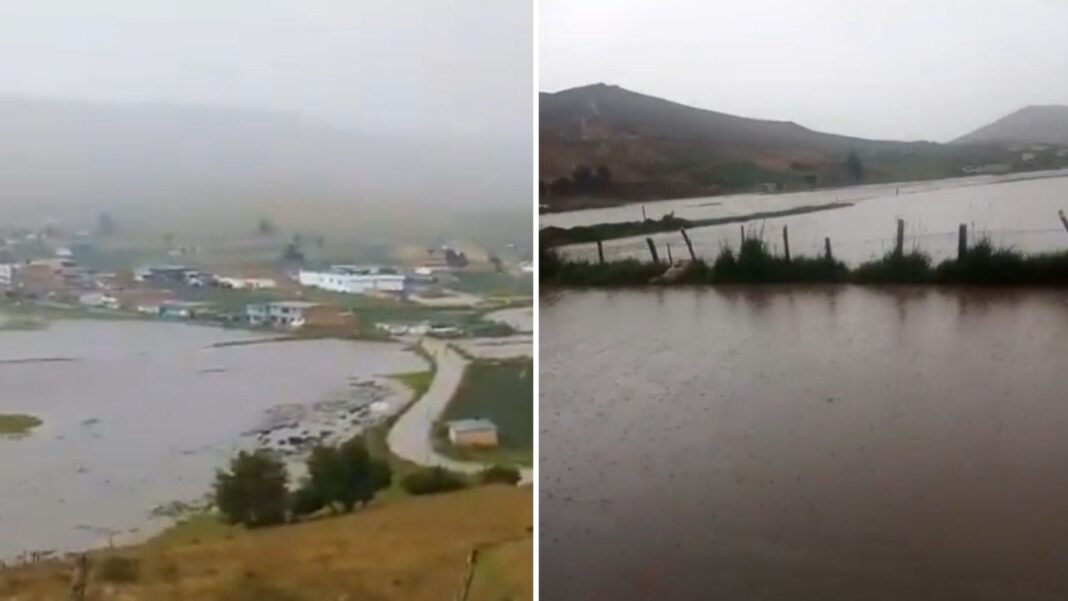 Vista del desbordamiento del río Jordán en el corregimiento de Berlín, Tona, Santander