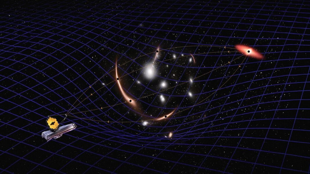 Representación artística de un agujero negro supermasivo en el centro de una galaxia lejana