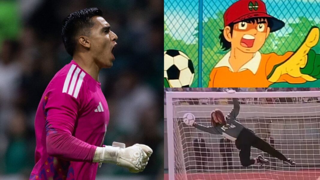 Raúl Rangel abrazado al balón tras una doble atajada en el partido México vs Corea del Sur por el Mundial 2026