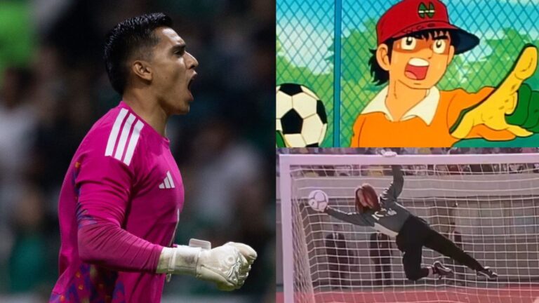 Raúl Rangel abrazado al balón tras una doble atajada en el partido México vs Corea del Sur por el Mundial 2026