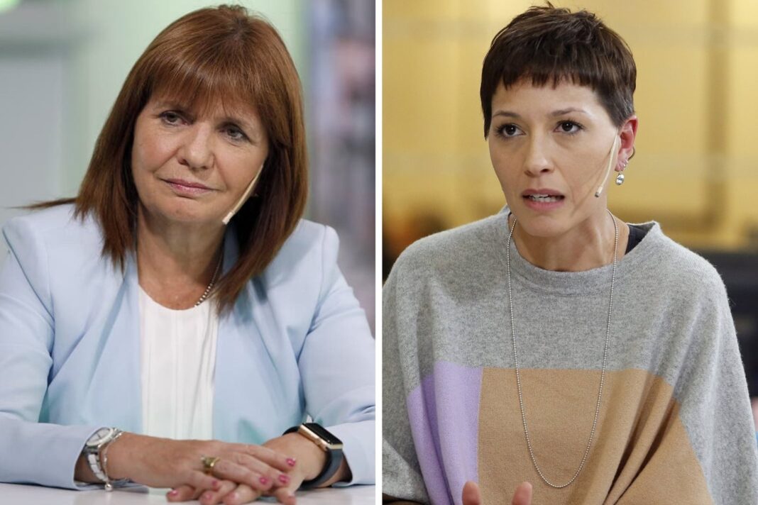 Mayra Mendoza y Patricia Bullrich en fotografía de archivo
