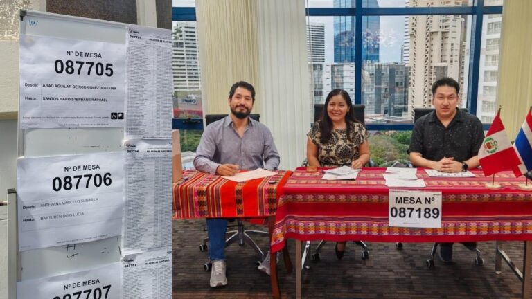 Peruanos en fila para votar en el extranjero durante la segunda vuelta electoral de 2026