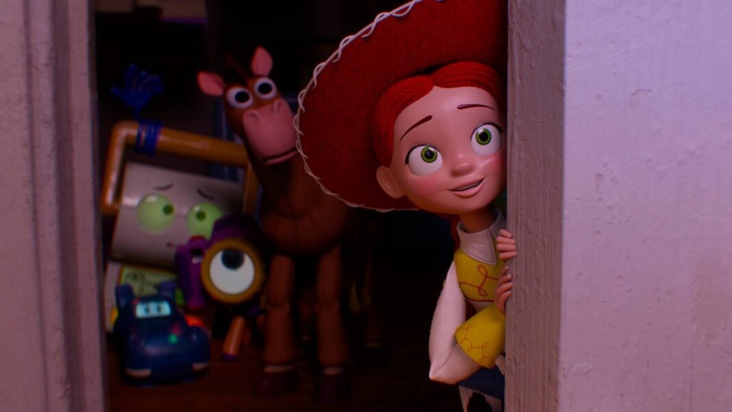 Escena de Toy Story 5 con Jessie y otros juguetes