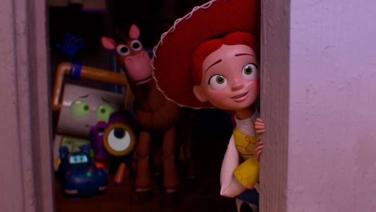 Escena de Toy Story 5 con Jessie y otros juguetes