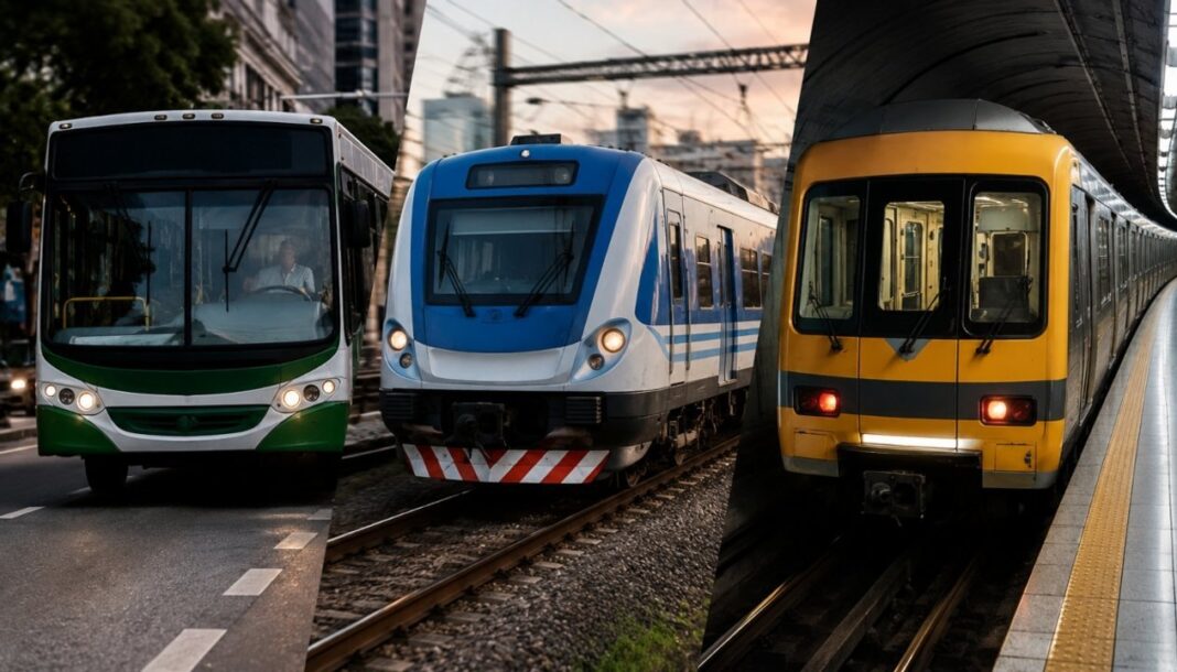 Personas en un andén de tren en Buenos Aires durante un fin de semana