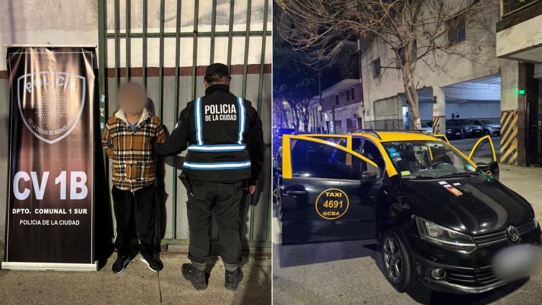 Taxi Volkswagen Suran con vidrios polarizados en la avenida Independencia