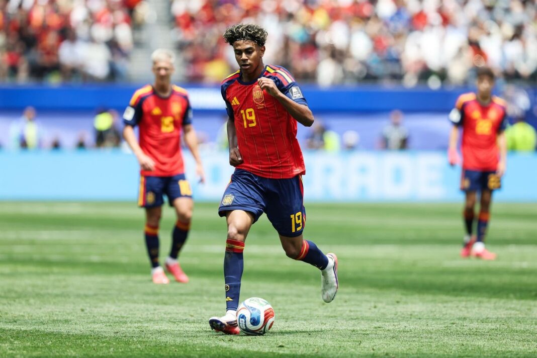 Selección española de fútbol celebrando un gol en el Mundial