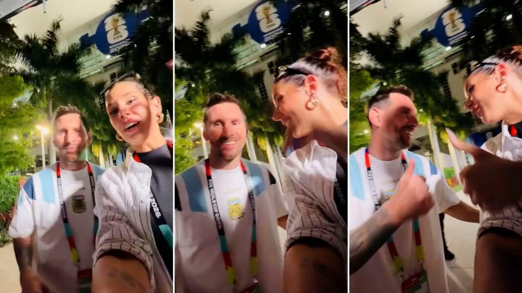Yanina 'La Tora' Villar y Lionel Messi en el Hard Rock Stadium de Miami