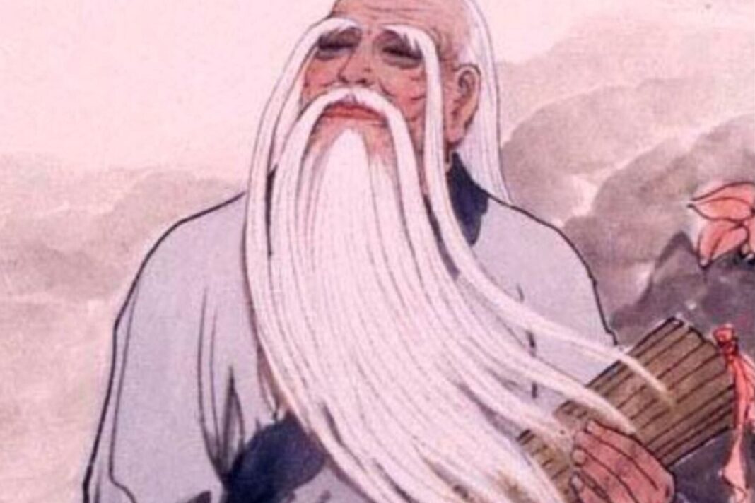 Representación de Lao Tzu, filósofo chino del siglo VI a.C., en un entorno sereno