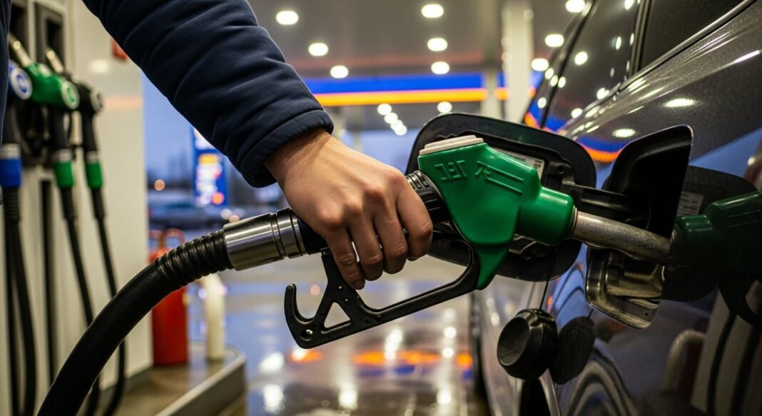 Surtidor de nafta con precios visibles