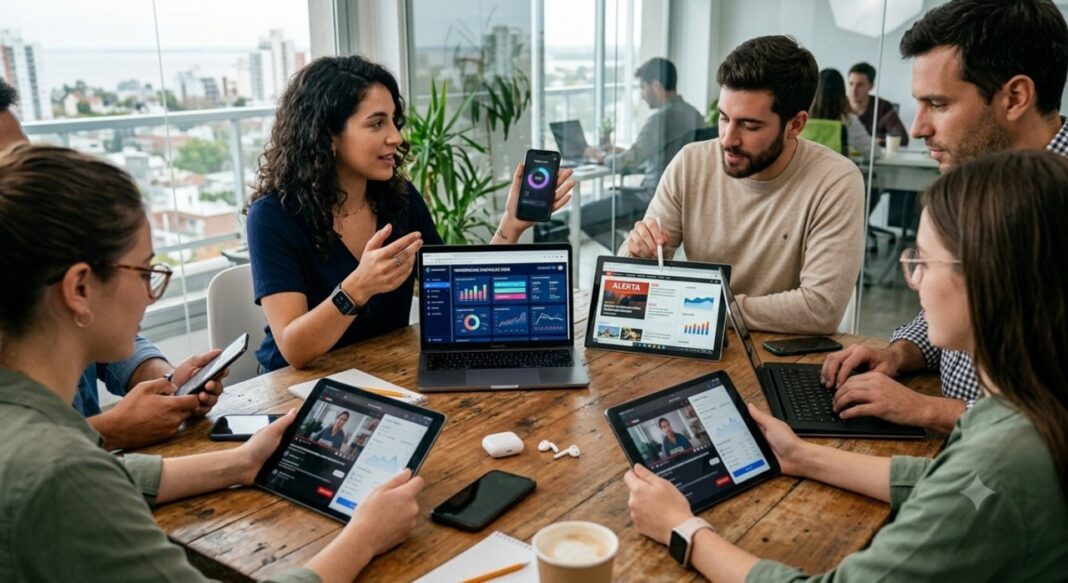 Gráfico de tendencias digitales en pantalla