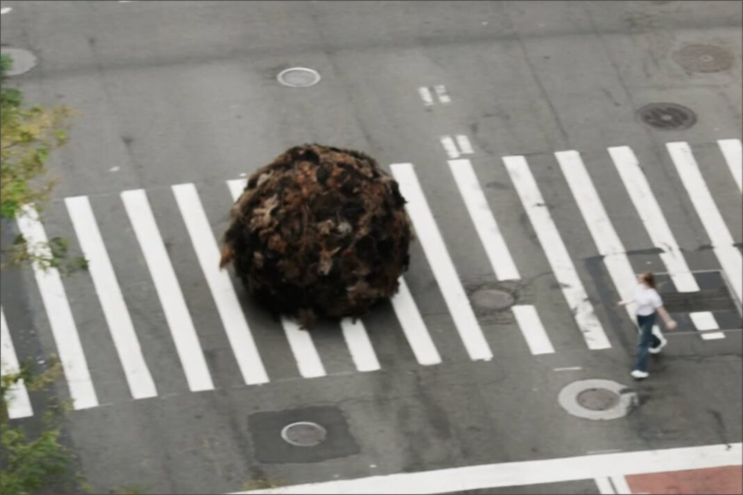 Bola gigante de cabello humano en una calle de Manhattan