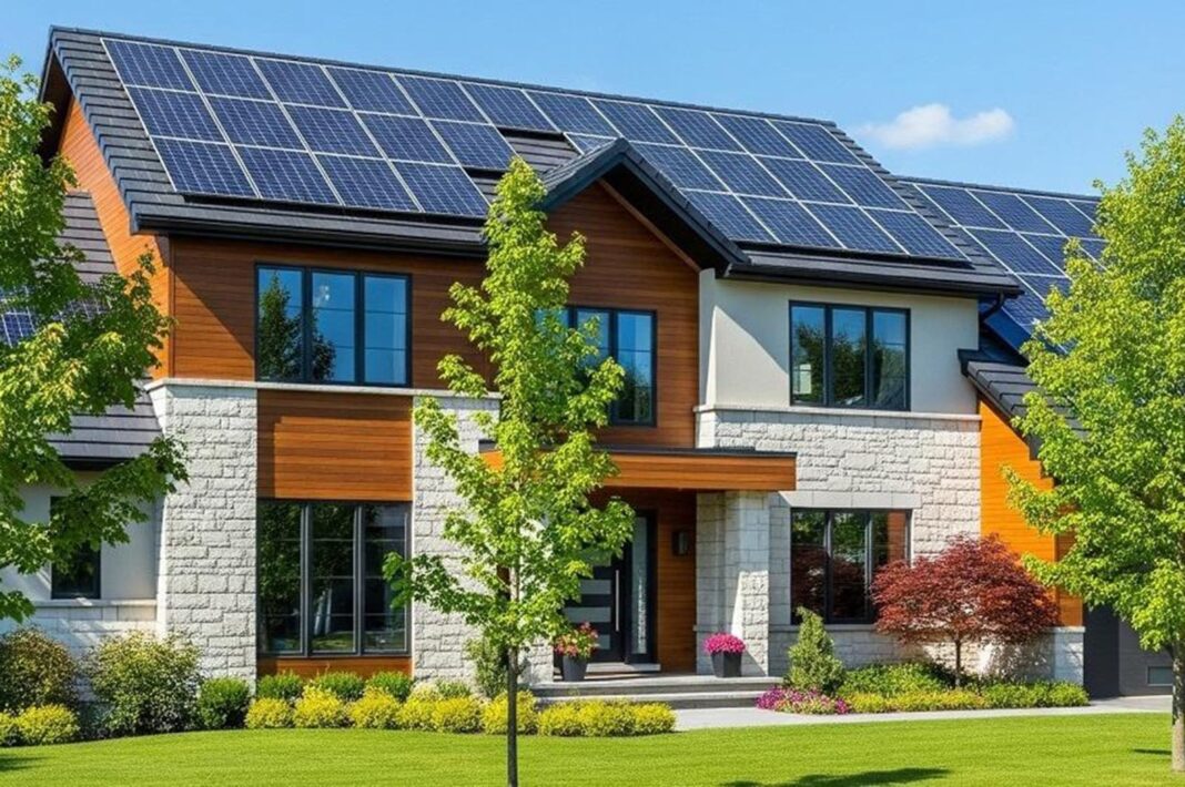 Paneles solares instalados en el techo de una vivienda en Argentina