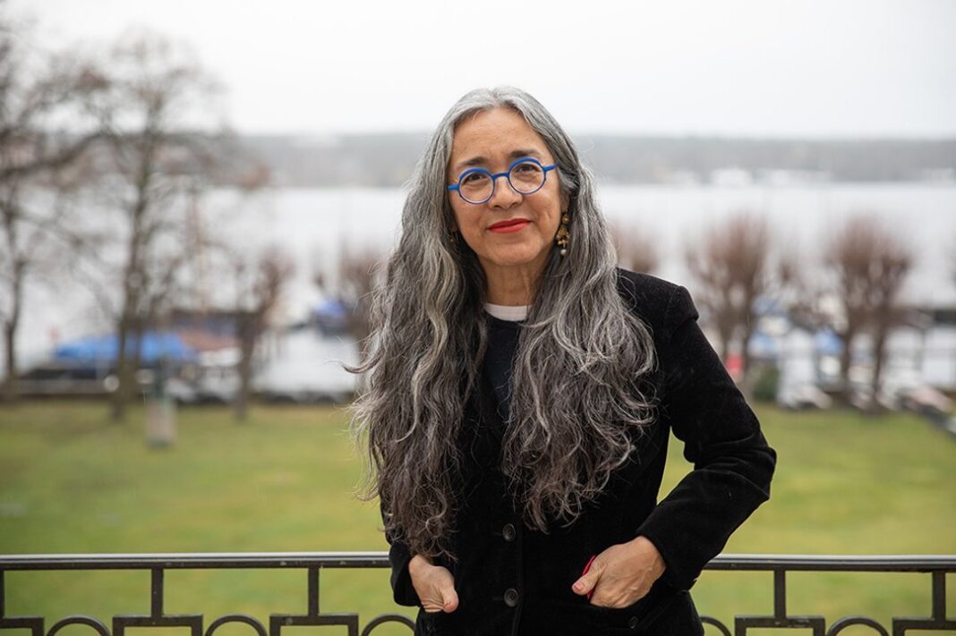 Cristina Rivera Garza en un evento literario