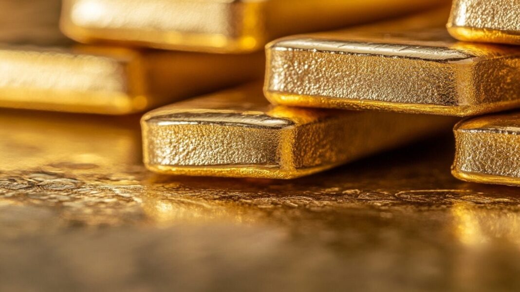 Lingotes de oro sobre una superficie