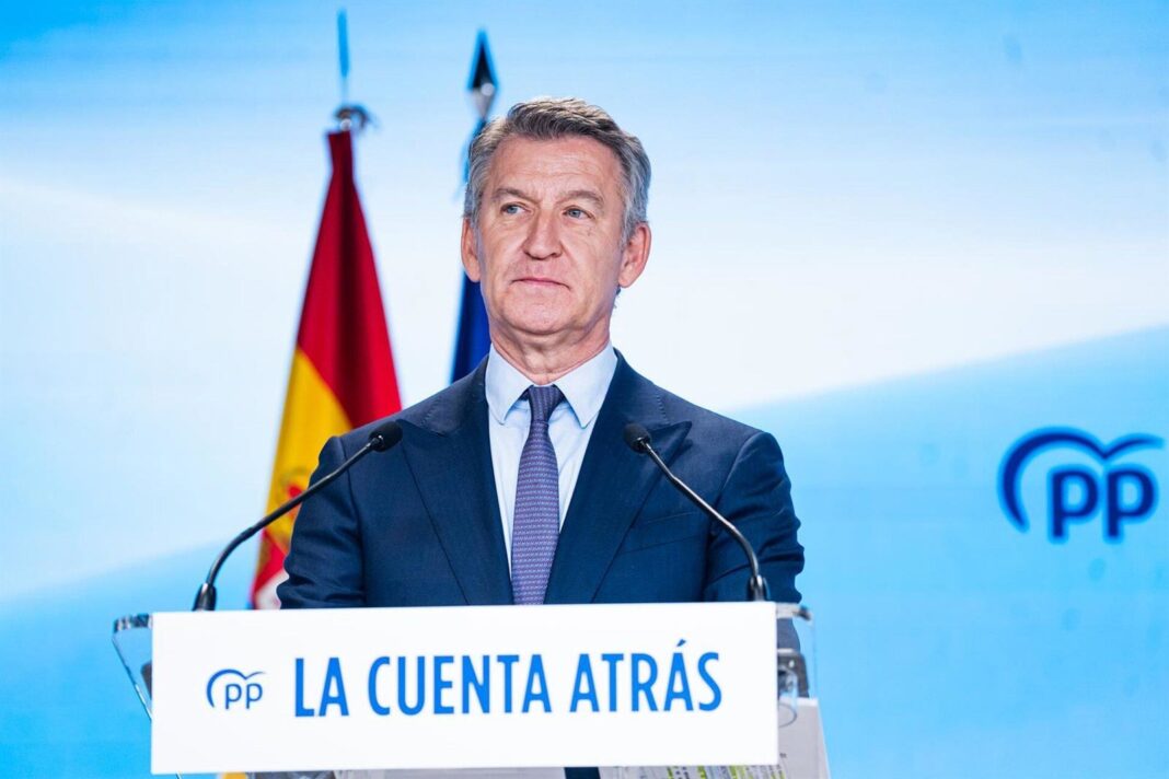 Alberto Núñez Feijóo durante un acto del Partido Popular