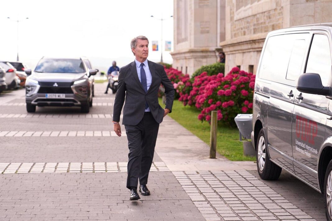 Alberto Núñez Feijóo durante un acto público