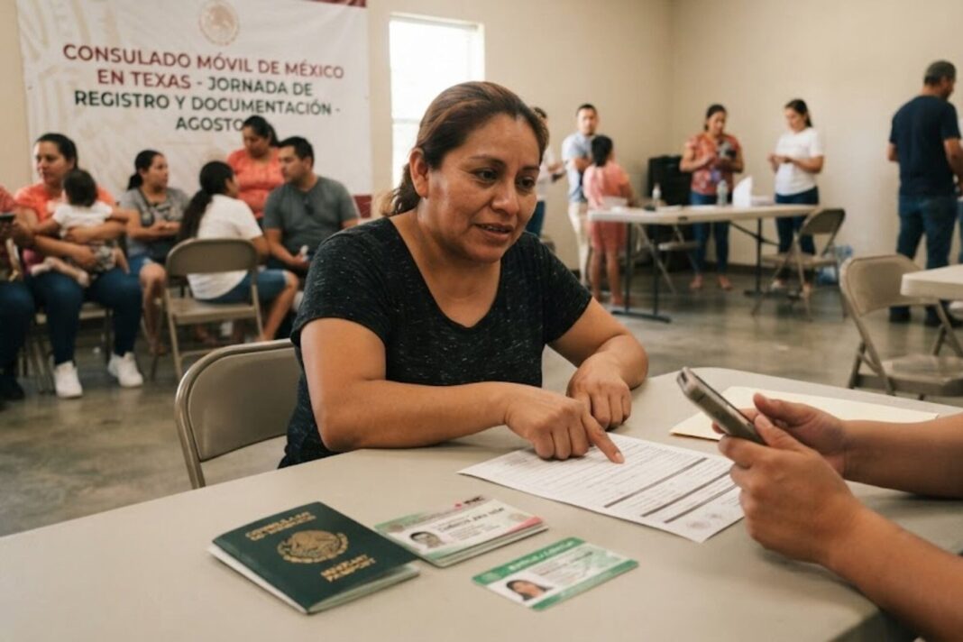 Sede consular de México en Dallas durante jornada de servicios móviles