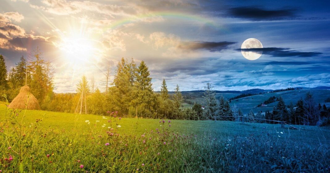 Representación del equinoccio de primavera con el Sol ingresando en Libra