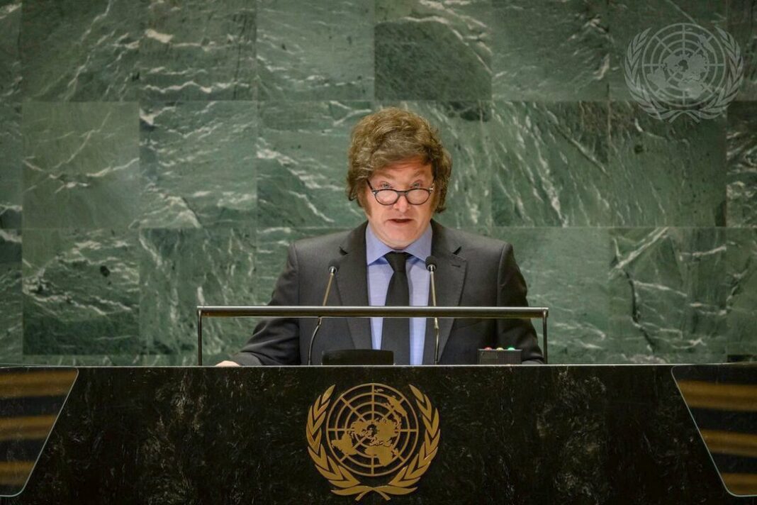 El presidente Javier Milei durante su discurso ante la Asamblea General de la ONU